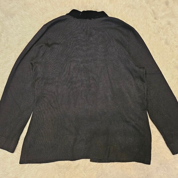 89th Madison Women's Black Velour Trim Open Cardigan Size: L - Picture 3 of 10